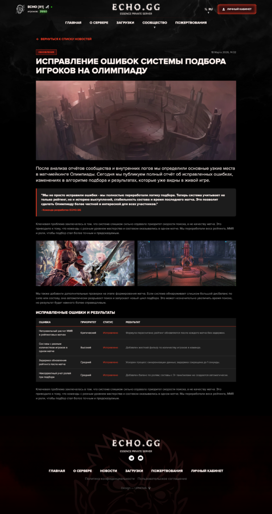 ECHO.GG — готовый дизайн сайта для сервера Lineage 2 — 3